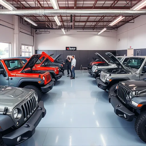Jeep Bodywork and Collision Repair Services in Dubai at Auto Expert Workshop, showcasing skilled technicians repairing vehicles.