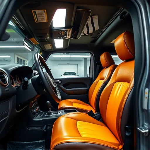 A clean and well-detailed Jeep interior in a Dubai car detailing studio, highlighting the professional cleaning process with tools and products.