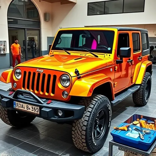 Jeep showcasing premium paint-finishing services, including chrome coating and custom colors, at Auto Expert Workshop Dubai.