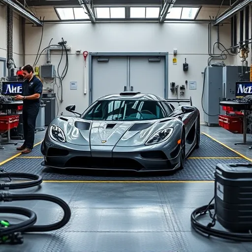 Sleek Koenigsegg Hypercar in a Modern Workshop