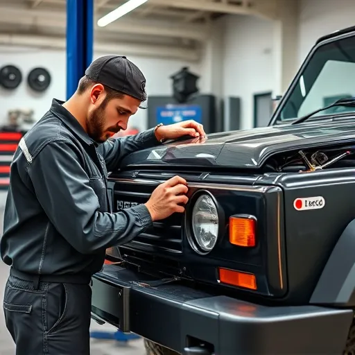 A mechanic repairing a Land Cruiser radiator in a Dubai auto shop, showcasing tools and parts used in the process.
