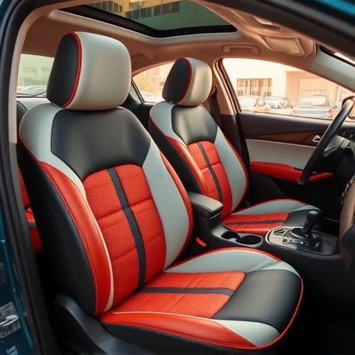 Interior of a Mazda car featuring fresh seat covers and upholstery, designed for comfort and style, with a glimpse of Dubai's skyline in the background.
